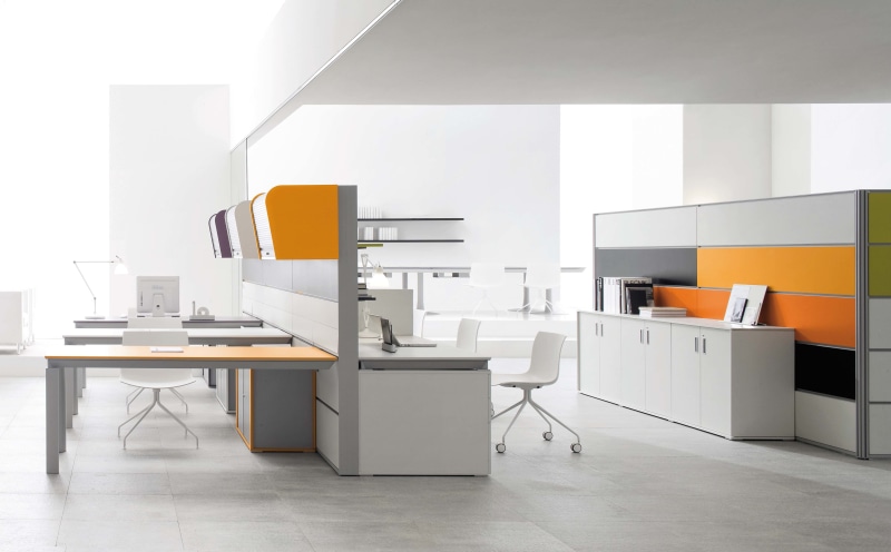 style, wooden, furniture, office, lighting equipment, architecture, computer, the room, computer equipment, working, white, business, 4K, corporate business
