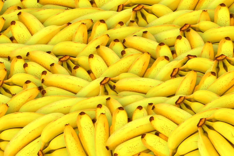 backgrounds, for sale, freshness, retail display, abundance, retail, yellow, 5K, high angle view, fruit, bananas, day, wellbeing, large group of objects