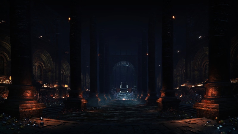 building exterior, 2K, building, night, place of worship, spirituality, Yhorm the Giant, history, digital, Profaned Capital, Dark Souls III, dark, architectural column