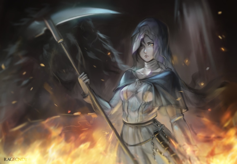1080P, Sister Friede (Dark Souls), Scythe, Fire, Dark Souls III, Dark Souls, Girl