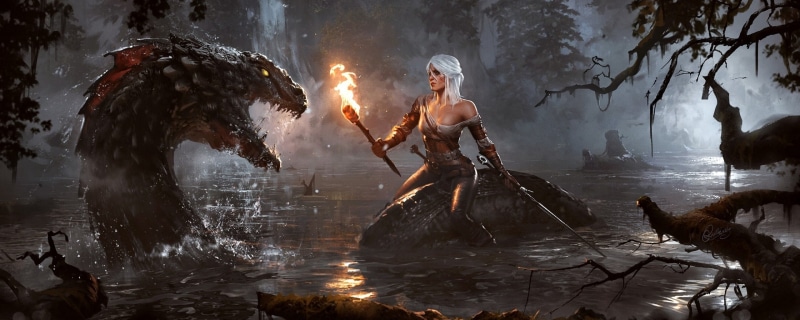 Fighting, Dark, action, 3, dual, fantasy, multi, 2K, warrior, Hunt, poster, Witcher, wild