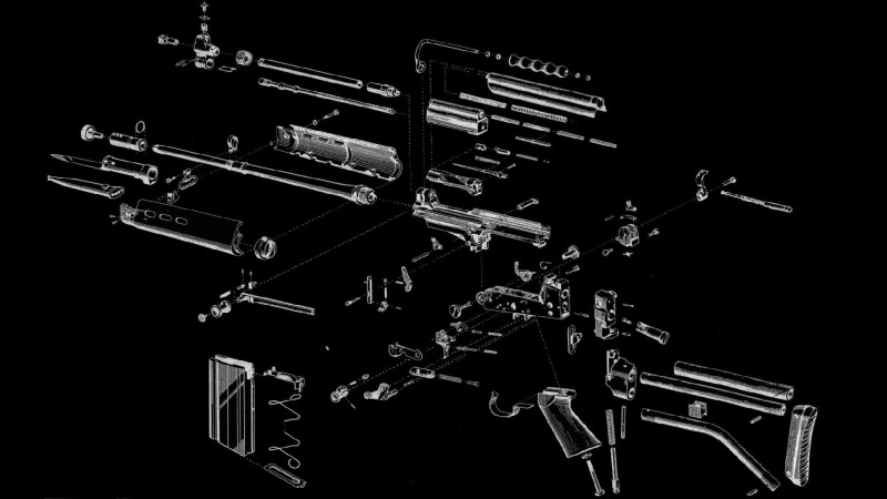 1080P, gun, Exploded-view diagram, FN FAL