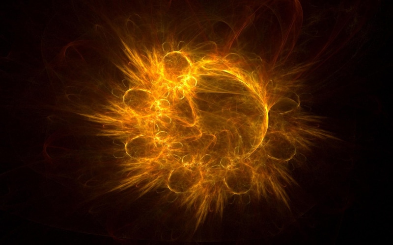 exploding, animated, 2K, yellow, cant think of a fourth, burning, fire, sun, illustration, 3d and abstract