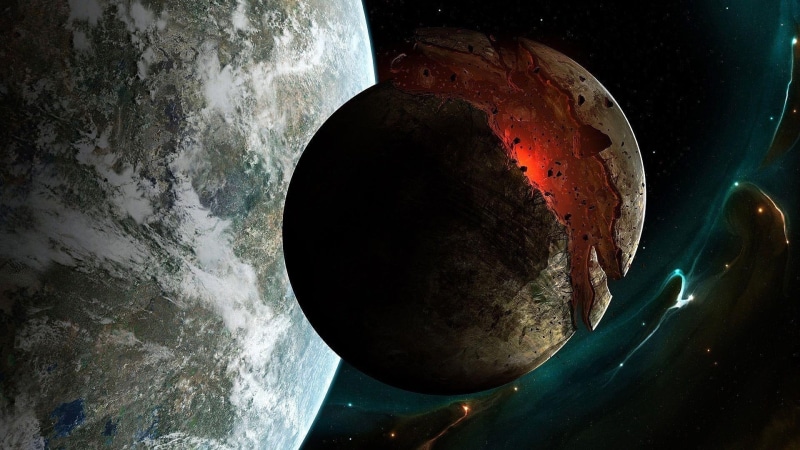 explode, moon, fission, belly, space, earth, explosion, 1080P, fantasy
