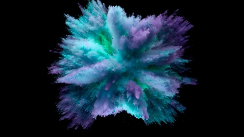 explosion, vitality, black background, talcum powder, multi colored, motion, impact, blue, indoors, studio shot, green color, 1080P, abstract, exploding