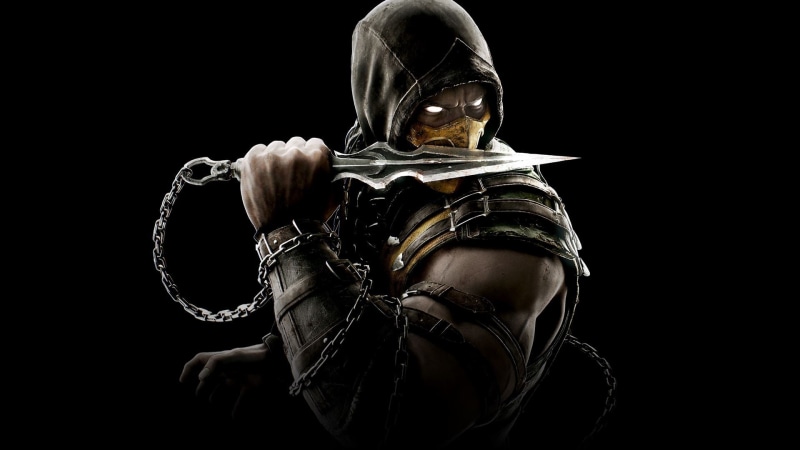  1080P, video games, mortal, human skeleton, skeleton, creativity, adult, unrecognizable person, Scorpion (character), art and craft, kombat