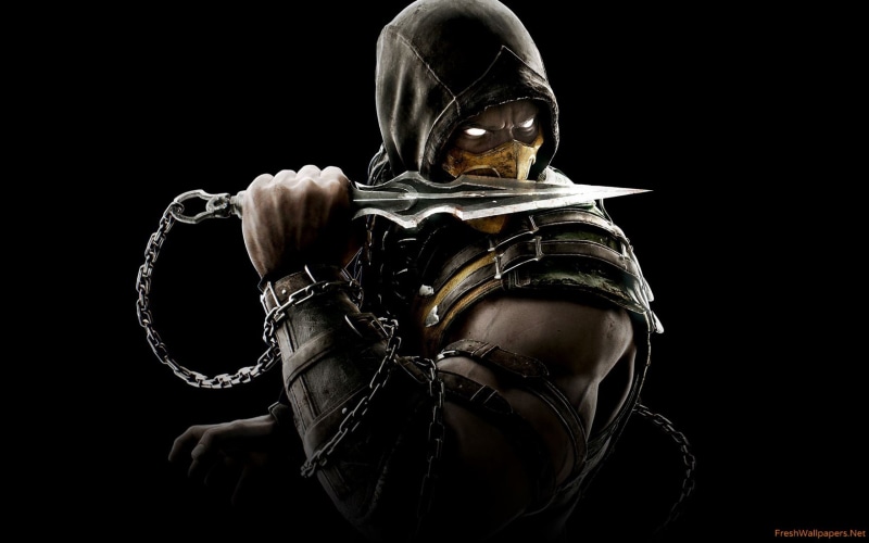 creativity, no people, hoods, video games, metal, chains, dark, art and craft, scorpion, 2K, representation, male likeness, sculpture, indoors