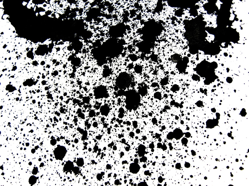 white, artistic, black color, splattered, 2K, abstract, inkblot, no people, drip, blob, art, dirty, mess, high angle view, creative, texture, messy, indoors