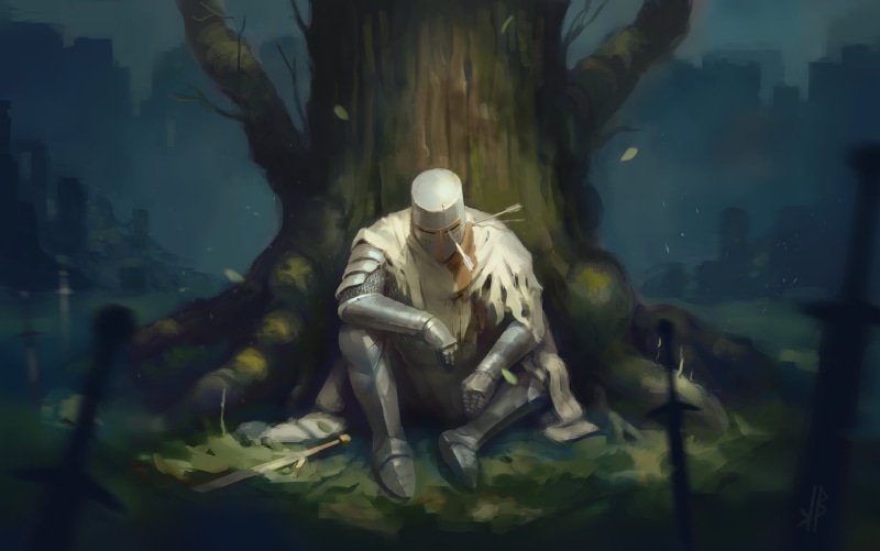 lifestyles, adult, men, sitting, women, reflection, wounds, knight, character, architecture, video games, sword, group of people, glass - material, gray