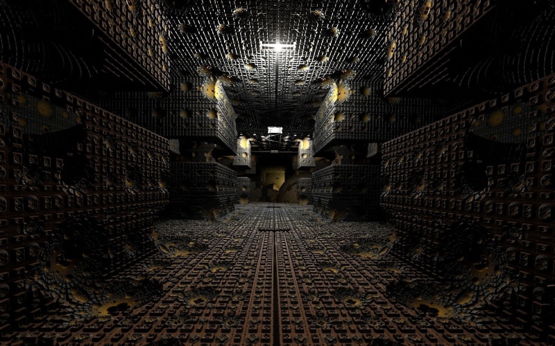 vanishing point, industry, no people, 3D, lighting equipment, wall - building feature, street, wall, the way forward, night, built structure, direction