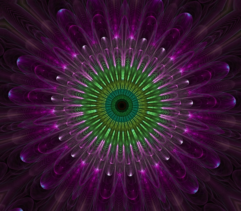 fractal, abstract, technology, mandala, multi colored, no people, green, full frame, indoors, night, 2K, exploding, space, shape, purple, digital, vibrant color