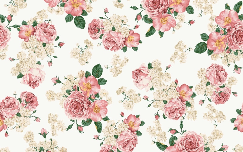 springtime, vulnerability, floral pattern, green, white, petal, flower head, pink, abundance, low angle view, pattern, flowering plant, flower, textile