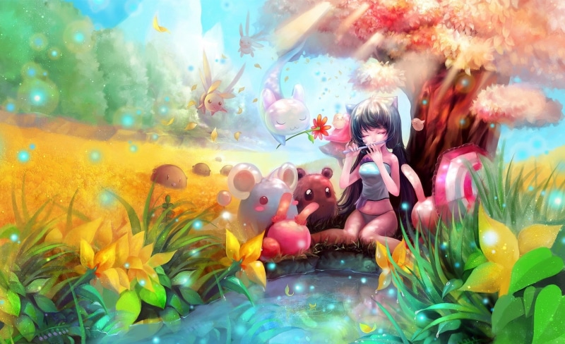 illustration, girl, nature, festival, celebration, underwater, day, transparent, haired, multi colored, Games, Online, Artwork, water, swimming, outdoors