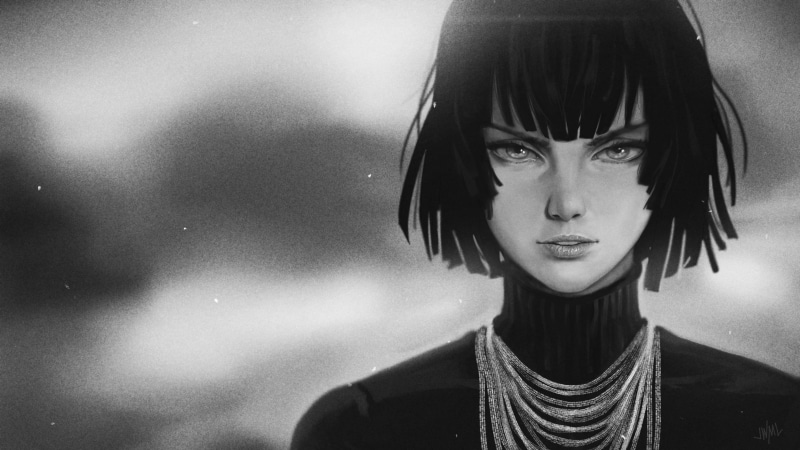 casual clothing, young adult, real people, hairstyle, leisure activity, One-Punch Man, young women, anime girls, contemplation, women, close-up, looking at camera