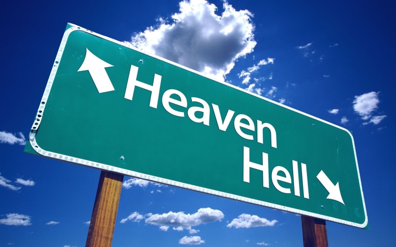2K, hell, direction, sign, heaven