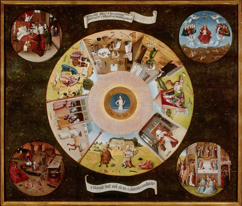 The seven deadly sins, Hieronymus Bosch, countertop, 1480-1485, 4K