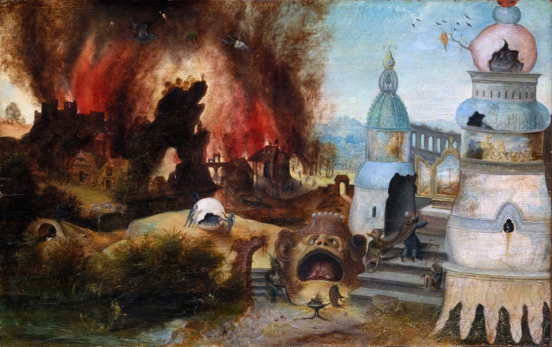 Workshop of Herri met de Bles, 1550-1560, 2K, The temptation of St. Anthony, Hieronymus BOSCH