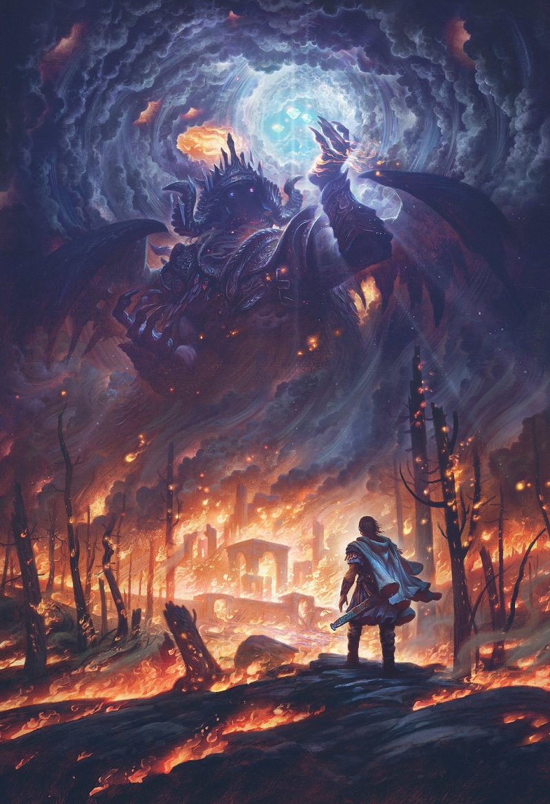occupation, clothing, city, The Silmarillion, drawing, uniform, sitting, land, fire - natural phenomenon, God, Melkor, people, armor, tree, storm
