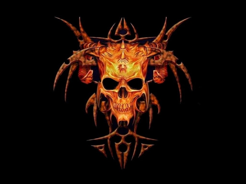 fire, hd, totem, illustration, abstract, skull, 480P