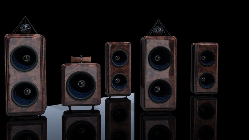 indoors, still life, five, camera - photographic equipment, hifi, audio, choice, technology, 3d, no people, shape, sound, wireless, large group of objects