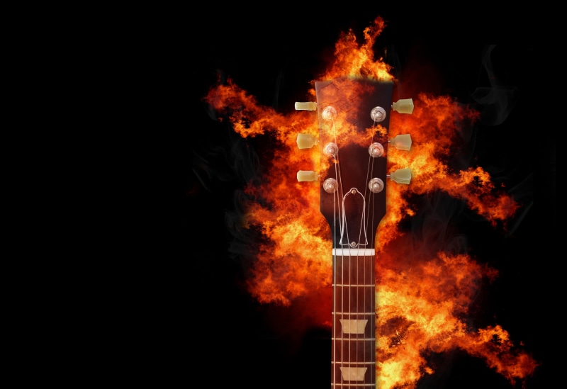 rock, communication, sign, art, bomb, concert, black background, red, instrument, illustration, accidents and disasters, acoustic, electric, music, burning