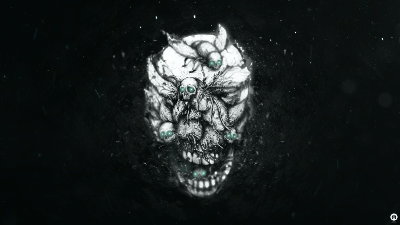 black background, gray, copy space, skull, nature, diamond - gemstone, jewelry, Desktopography, shiny, monster, digital art, water, no people, dark, 2K