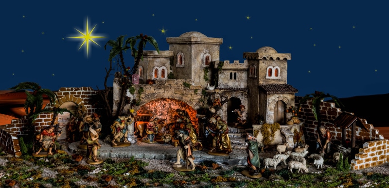 architectural column, architecture, no people, nativity scene, spirituality, building exterior, outdoors, ceramic, jesus, christmas motif, memorial, night