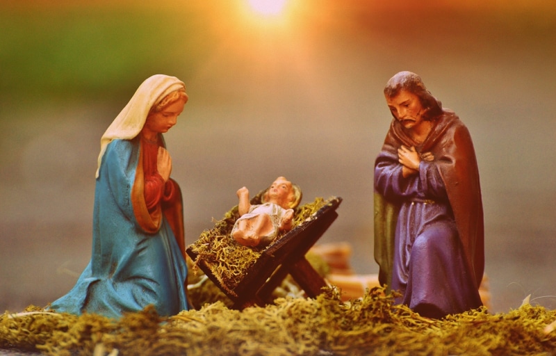 real people, 1080P, traditional clothing, representation, clothing, christmas time, lifestyles, figurine, sitting, women, people, nativity scene, belief