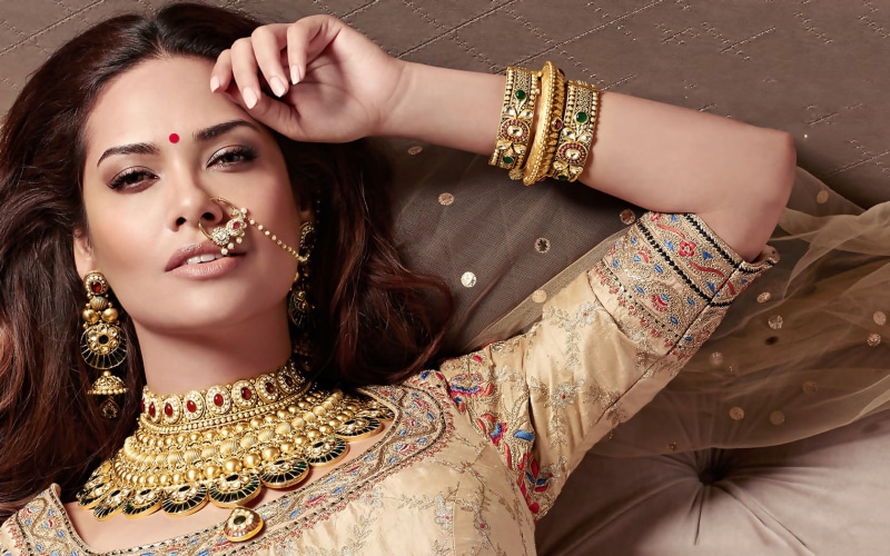 sari, fashion, esha, Female Celebrities, beauty, 720P, hand, one person, brown, actress, adult, bracelet, jewelry, portrait, clothing, women, s, beautiful woman