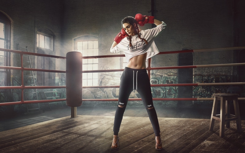 2017, real people, strength, healthy lifestyle, boxing - sport, young adult, young women, 2K, hairstyle, indoors, beautiful woman, lifestyles, women, clothing