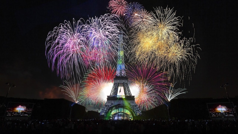 event, sky, tourist attraction, festival, city, fireworks, 1080P, paris, tower, france, night, night life, europe, new year, public event, eiffel tower