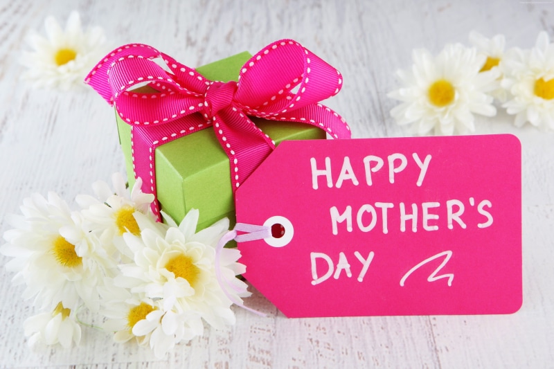 illustration, pink color, text, close-up, box - container, plant, celebration, tied bow, flower, greetings, positive emotion, mother, no people, gift box
