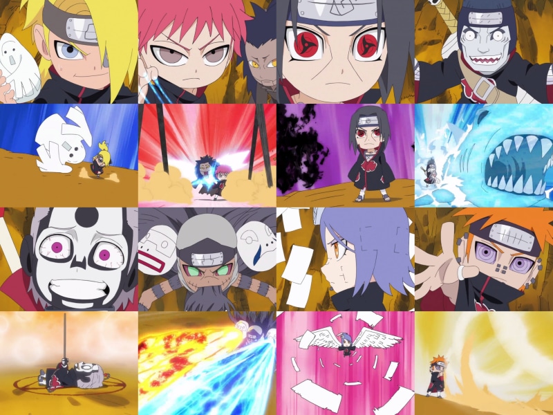 multi colored, Rock Lee, for sale, Deidara, Akatsuki, digital composite, Kakuzu, chibi, indoors, Uchiha Itachi, Hidan, composite image, representation