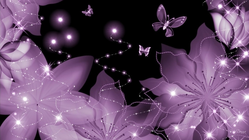 butterflies, 3d and a, petals, firefox persona, flower, lavender, purple, stars, layers, wings, flowers, glows, illustration, butterfly, sparkles, 1080P