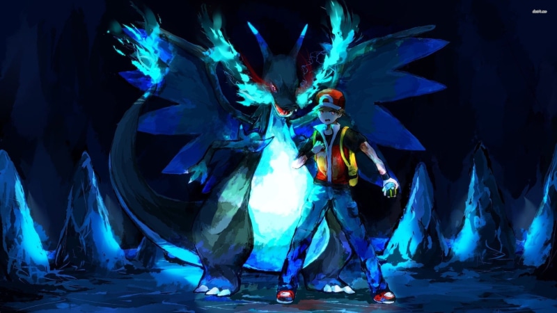 Mega Charizard X (Pokémon), Red (Pokémon), Pokémon, 1080P