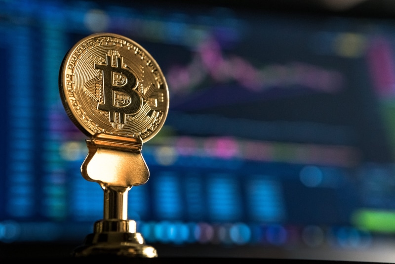 gold, satoshi, bitcoin, award, focus, currency, winning, selective, wealth, indoors, metal, coin, monitor, gold colored, trophy, near, investment, text