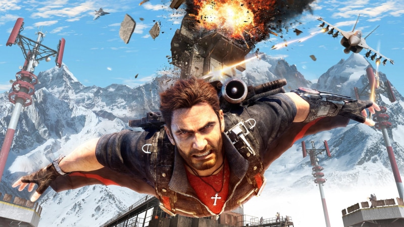 Just Cause 3, young adult, mountain, sunlight, leisure activity, Just Cause, nature, males, front view, one person, portrait, digital composite, cause