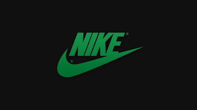 dark, directional sign, close-up, logo, black background, green, exit sign, indoors, Nike, 720P, guidance, symbol, sign, computer icon, communication