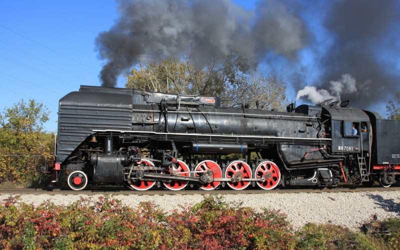 outdoors, land vehicle, mode of transportation, plant, tree, nature, air pollution, retro styled, day, 1080P, train - vehicle, pollution, public transportation