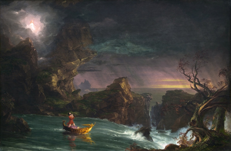 The Voyage of Life: Manhood, classic art, 4K, Thomas Cole, The Voyage of Life, painting