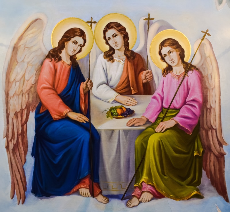white, Angels, tamassos bishop, Painting, full length, russian church, cyprus, people, celebration, togetherness, fashion, sitting, jesus Christ, indoors