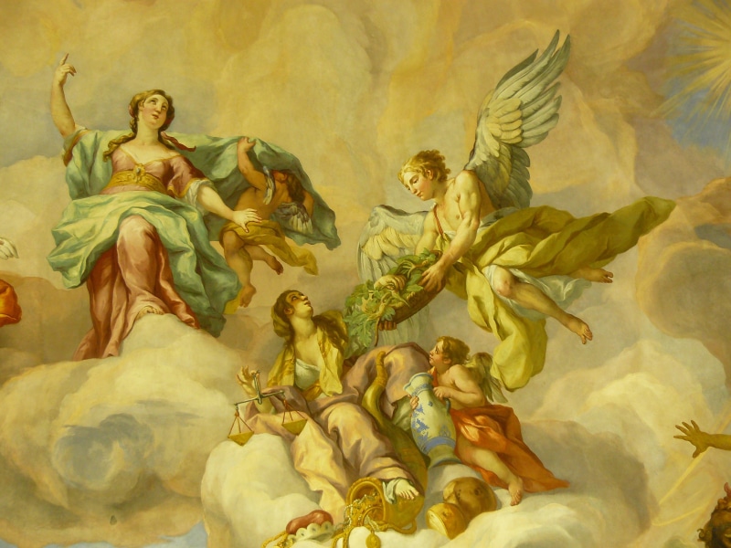 church dome, indoors, cloud, fresco, representation, painted image, heaven, art, paintings, faith, decorated, christianity, painted, biblical scene, fine art painting