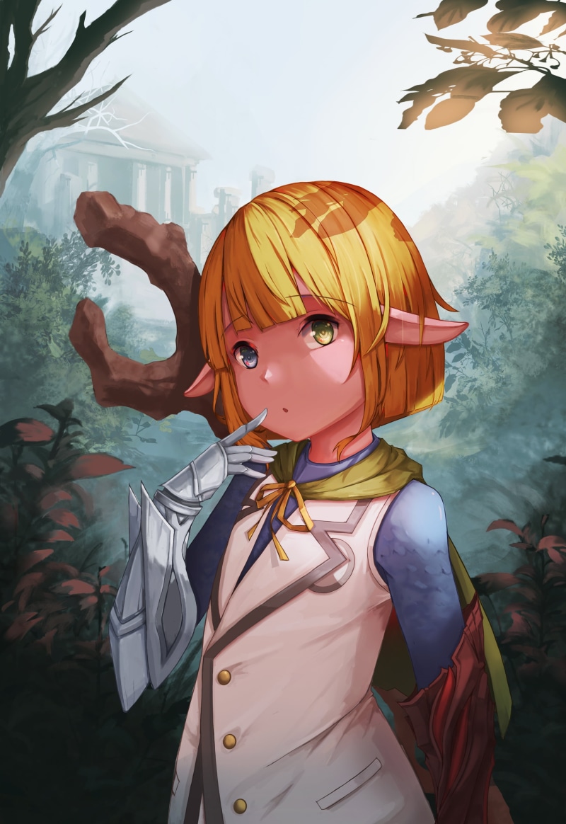 Mare Bello Fiore (Overlord), blonde, anime girls, heterochromia, pointed ears, short hair, Overlord (anime), 2K