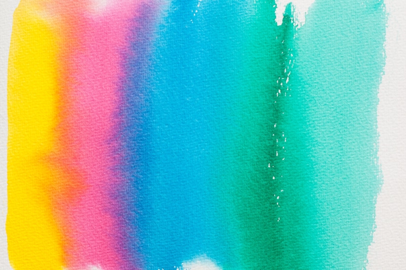 watercolor Paints, untitled, green, close-up, sunlight, outdoors, background, color, paintings, painting technique, image, yellow, handmade paper, no people