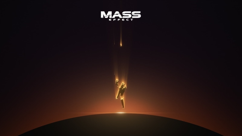 sign, Mass Effect, illustration, copy space, video games, 1080P, mass, one person, indoors, silhouette, mid-air, dark, light bulb, low angle view, effect