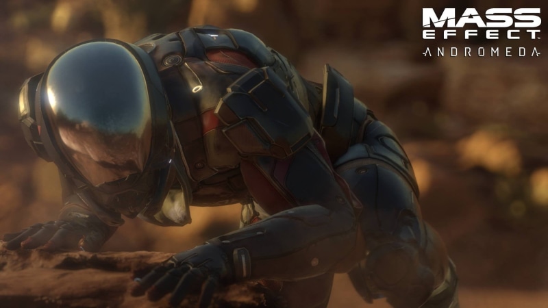 headwear, gun, men, sports equipment, helmet, government, focus on foreground, Mass Effect: Andromeda, 1080P, aggression, screenshot, sports helmet, application