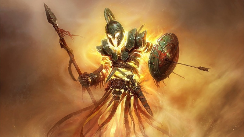 spear, insect, holding, animals in the wild, fire, macro, fiend, nature, 1080P, no people, small, focus on foreground, knight, animal eye, close-up, spider