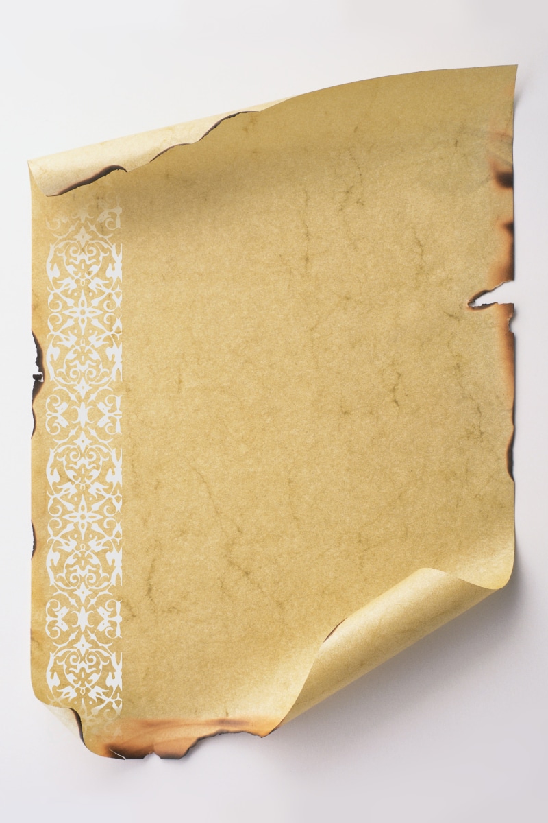 testament, dirt, ornament, old, white background, probative value, brown, backgrounds, paper, trimmed on old, yellow, cut out, 4K, document, close-up