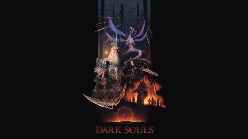 Art, Seath the Scaleless, Gravelord Nito, motion, Soul of Manus, Lord of Cinder, Collage, blurred motion, holiday, 1080P, vertebrate, Gwyn, illuminated