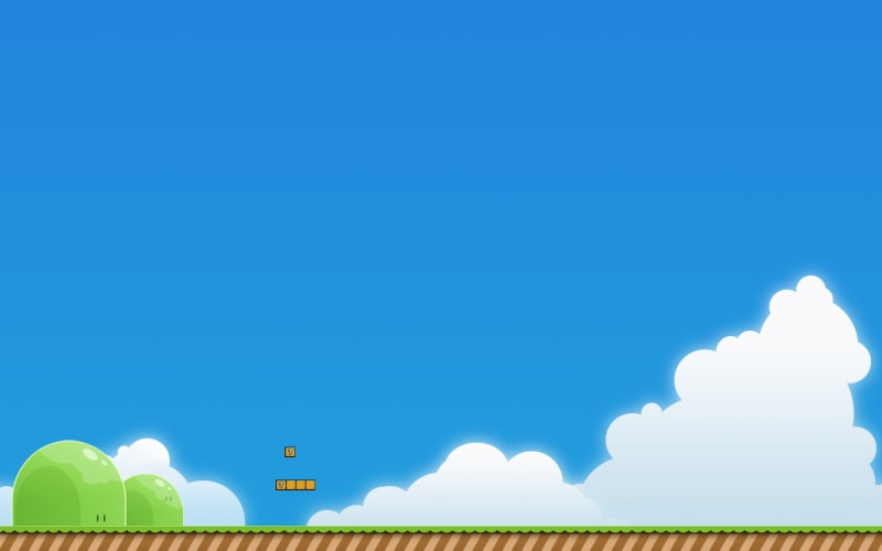 environment, built structure, mario, brightly lit, grass, architecture, illustration, blue, video games, 720P, sunlight, building exterior, copy space